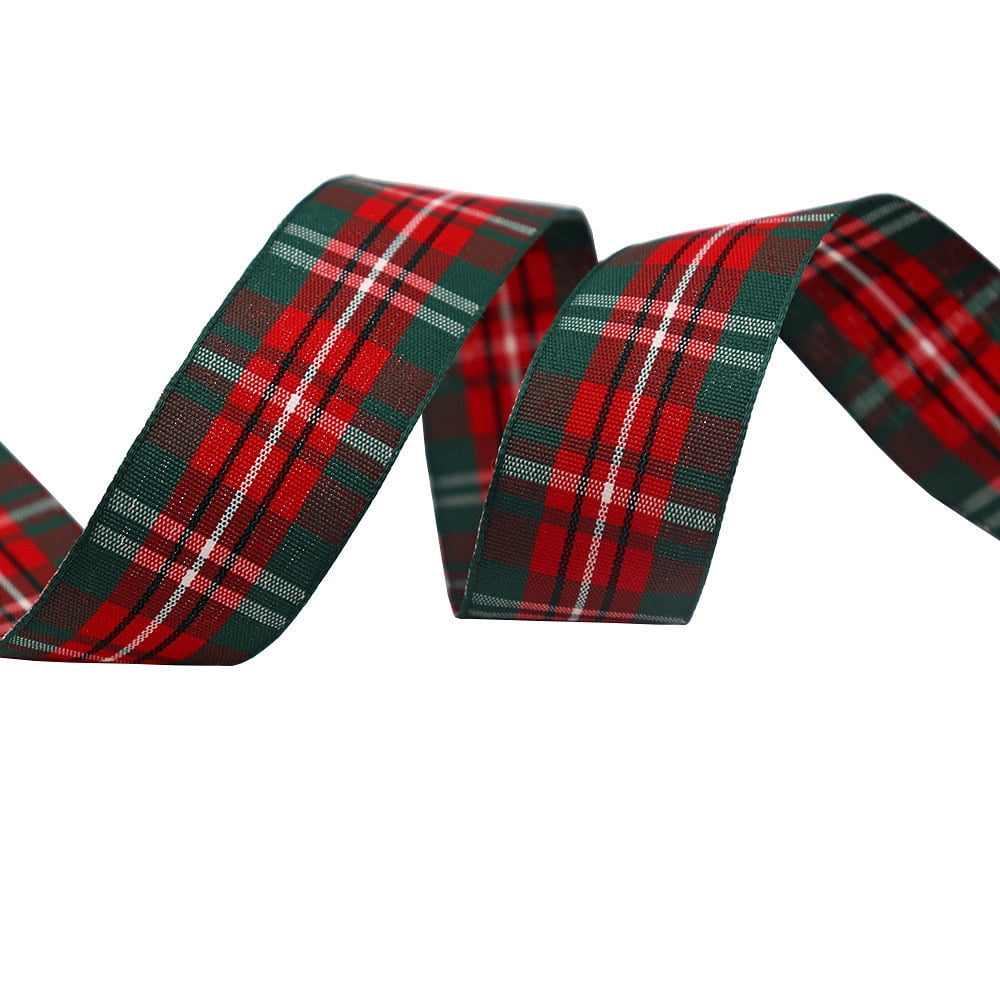 NAMZI 1.5" x 10 Yards Buffalo Check Plaid Gingham Ribbon, Great for Christmas Tree Decor, Wreath Bows, Farmhouse Festive Accents, Gift Wrapping, Floral Arrangement, Red B