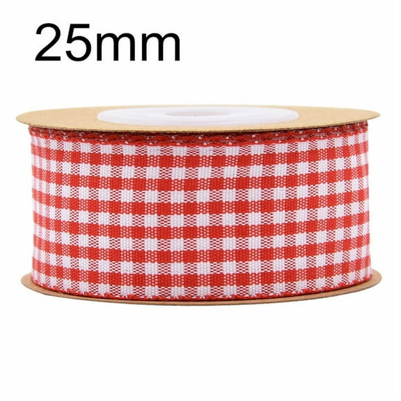 NAMZI 1 Inch x 5.5 Yards Gingham Ribbon, Classic Plaid Buffalo Checker Ribbon for Gift Wrapping, Hair Bows & DIY Crafts, Red