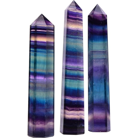 NAMZI 1 pcs Rainbow Fluorite Crystal Tower Point/Beautiful Healing Stone, and Keep Negative Energies Away