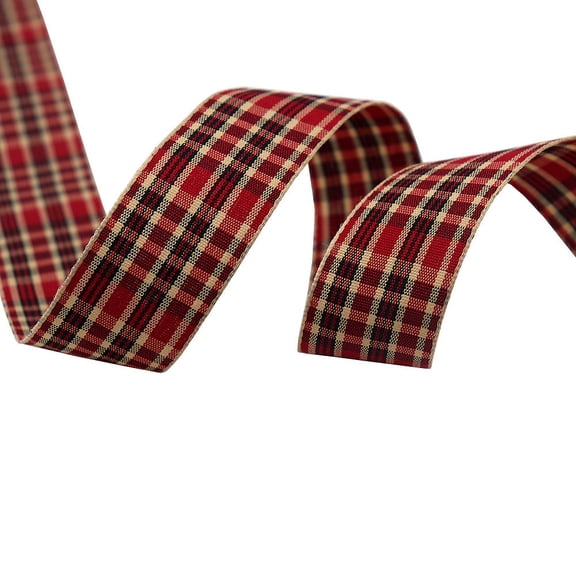 NAMZI 1" x 10 Yards Buffalo Check Plaid Gingham Ribbon, Great for Christmas Tree Decor, Wreath Bows, Farmhouse Festive Accents, Gift Wrapping, Floral Arrangement, Red G