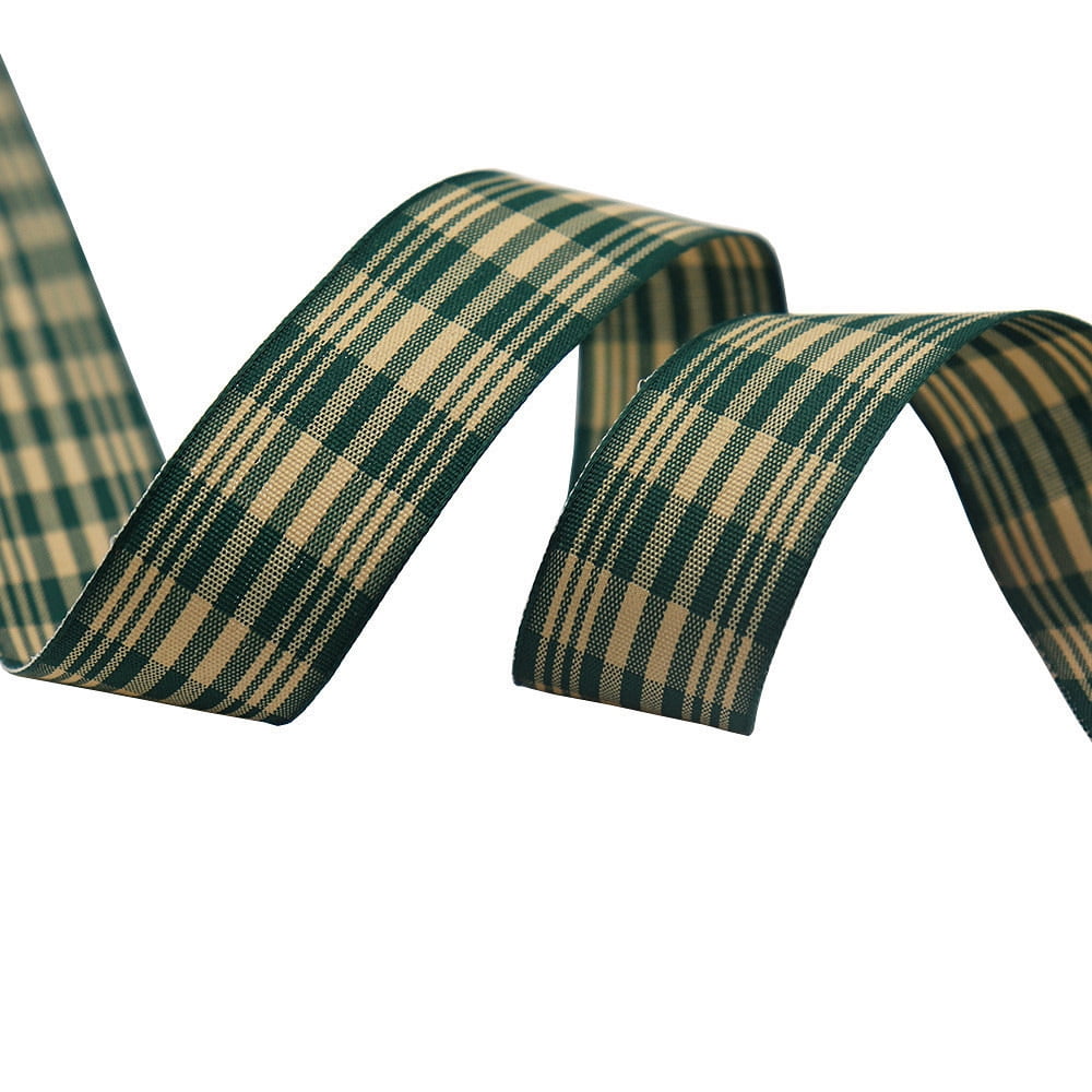 NAMZI 1" x 10 Yards Wired Buffalo Check Plaid Gingham Ribbon, Great for Christmas Tree Decor, Wreath Bows, Farmhouse Festive Accents, Gift Wrapping, Floral Arrangement, Green A
