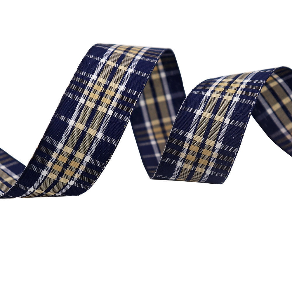 NAMZI 1" x 10 Yards Wired Buffalo Check Plaid Gingham Ribbon, Great for Christmas Tree Decor, Wreath Bows, Farmhouse Festive Accents, Gift Wrapping, Floral Arrangement, Blue A