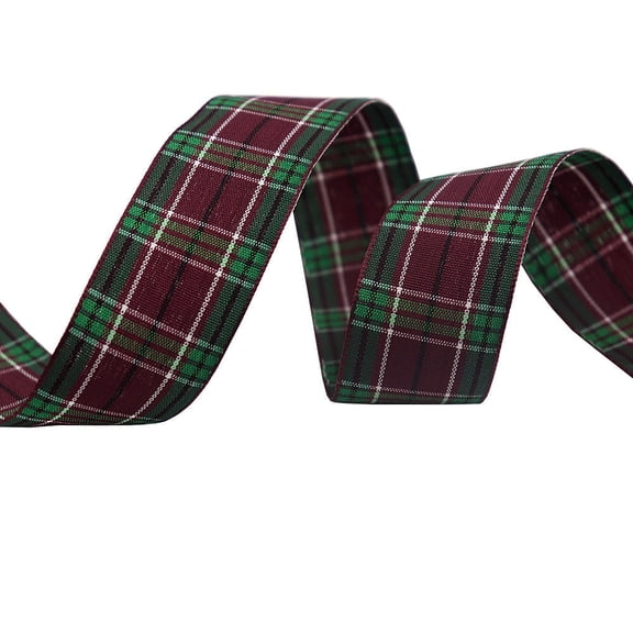 NAMZI 1" x 10 Yards Buffalo Check Plaid Gingham Ribbon, Great for Christmas Tree Decor, Wreath Bows, Farmhouse Festive Accents, Gift Wrapping, Floral Arrangement, Red F