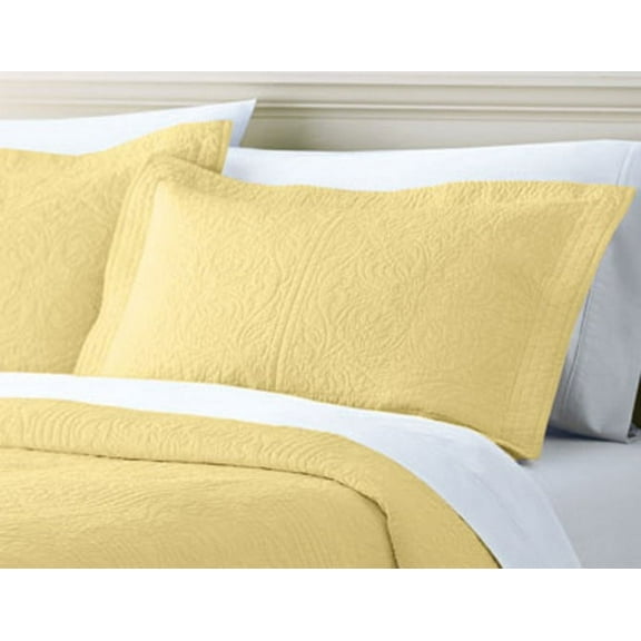 NAMZI 100% Cotton 2-Piece Quilted Pillow Shams Standard Size Floral Printed Decorative Pillow Covers Yellow