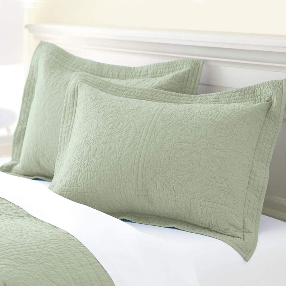 NAMZI 100 Cotton 2 Piece Quilted Pillow Shams Standard Size Floral Namzi 100 cotton 2 piece quilted pillow shams standard size floral