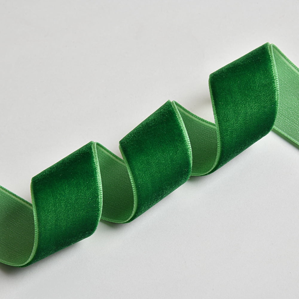 NAMZI 100 Yards 0.8 Inch Vintage Thin Velvet Ribbon, For Gift Wrapping, Hair Bows, Choker & Wedding/Christmas Tree Wreath Decor, Green