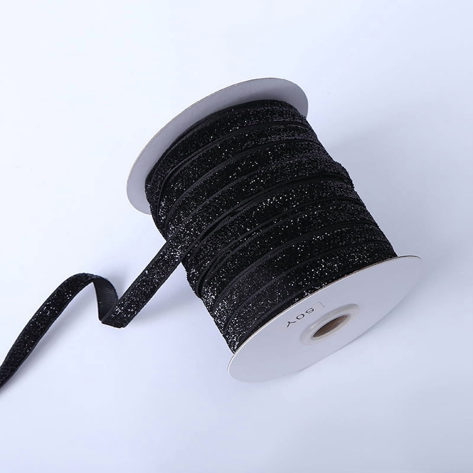 NAMZI 100 Yards x 0.4" Polyester Metallic Sparkling Ribbon, Ideal for Christmas Gift Wrapping, Wedding Decor, Holiday Parties & Everyday DIY Crafts, Black