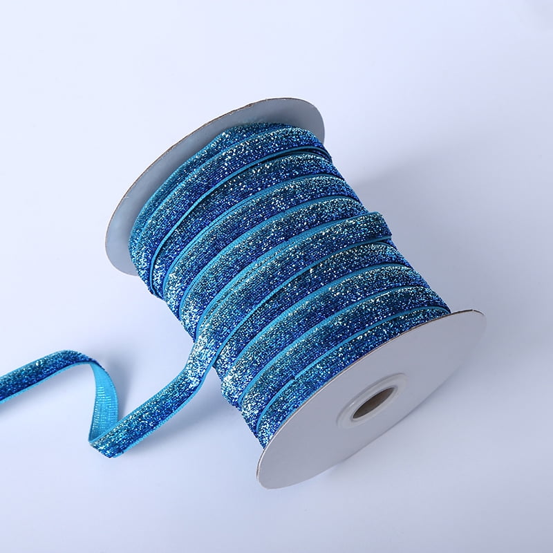 NAMZI 100 Yards x 0.4" Polyester Metallic Sparkling Ribbon, Ideal for Christmas Gift Wrapping, Wedding Decor, Holiday Parties & Everyday DIY Crafts, Blue A