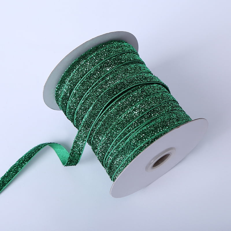 NAMZI 100 Yards x 0.4" Polyester Metallic Sparkling Ribbon, Ideal for Christmas Gift Wrapping, Wedding Decor, Holiday Parties & Everyday DIY Crafts, Green