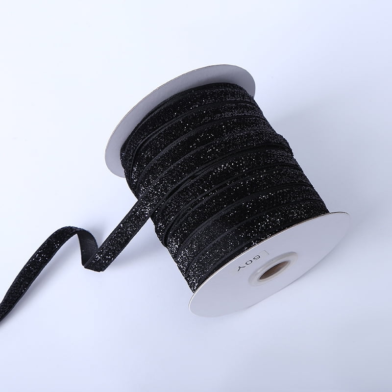 NAMZI 100 Yards x 0.8" Polyester Metallic Sparkling Ribbon, Ideal for Christmas Gift Wrapping, Wedding Decor, Holiday Parties & Everyday DIY Crafts, Black