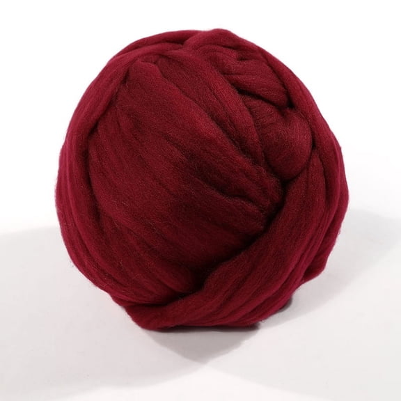 NAMZI 100g Pure Wool Roving Yarn, Chunky Fiber Roving Wool Top, Ideal for Needle Felting, Wet Felting, DIY Hand Spinning & Felting Supplies ,Wine Red