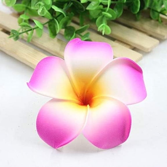 NAMZI 10Pcs 9cm Plumeria Hawaiian Foam Frangipani Artificial Flower for Wedding Party Decoration - (Color: Pink Purple)