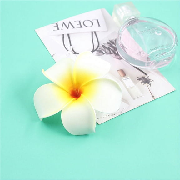 NAMZI 10Pcs 9cm Plumeria Hawaiian Foam Frangipani Artificial Flower for Wedding Party Decoration - (Color: White)