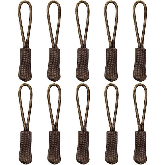 NAMZI 10Pcs Replacement Zipper Pulls Brown Zipper Pull Cord Extender for Backpacks, Jackets, Luggage, Purses, Handbags