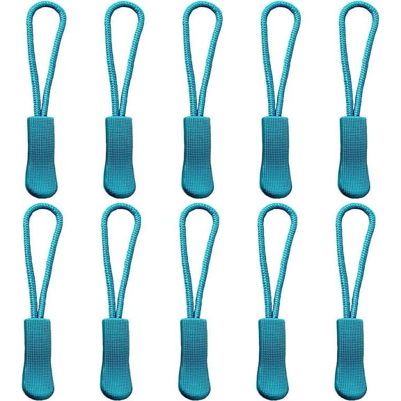 NAMZI 10Pcs Replacement Zipper Pulls Sky Blue Zipper Pull Cord Extender for Backpacks, Jackets, Luggage, Purses, Handbags
