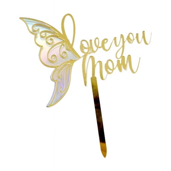 NAMZI 10pcs Happy Mother's Day Cake Topper Mom Letter Cake topper Pink, Decorative Party Cake Decoration for Mother's Day(Gold A)
