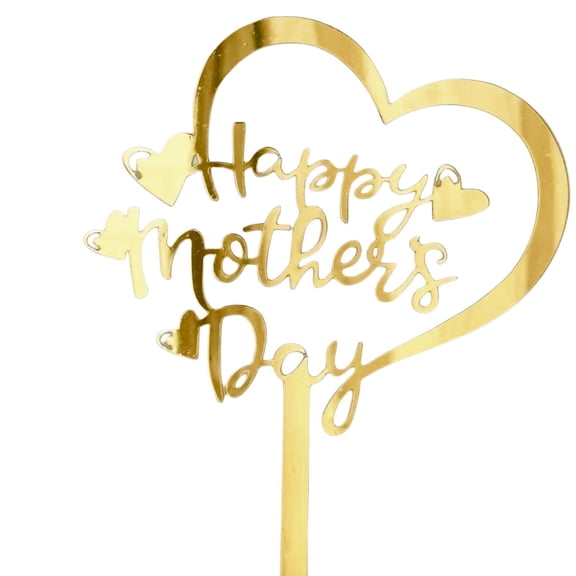 NAMZI 10pcs Happy Mother's Day Cake Topper Mom Letter Cake topper Pink, Decorative Party Cake Decoration for Mother's Day(Gold A)