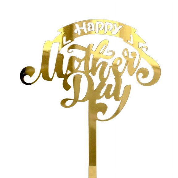 NAMZI 10pcs Happy Mother's Day Cake Topper Mom Letter Cake topper Pink, Decorative Party Cake Decoration for Mother's Day(Gold H)
