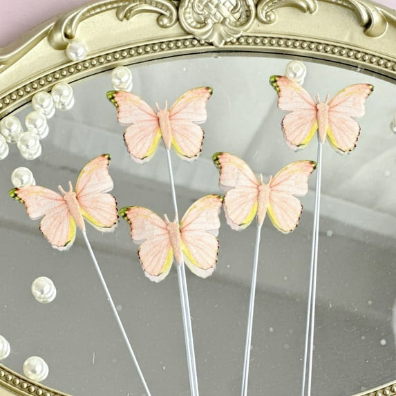 NAMZI 10sets Elegant Butterfly Cake Decorations, Butterfly Cake Decorations Suitable For Party/Anniversary/Birthday Party Decoration Cupcake Decorations(Orange)