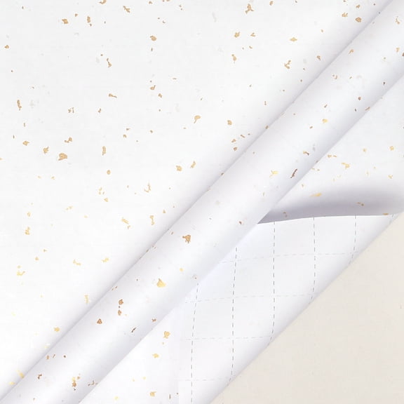 NAMZI 17 Inch x 9.84 Feet Mini Roll Wrapping Paper, White Gold Design with Silky Touch for Birthday, Wedding & Holiday
