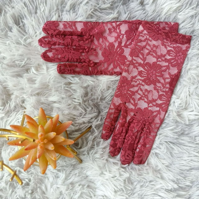 NAMZI 2 PCS Lace Gloves Short Lace Gloves Floral Lace Gloves for ...