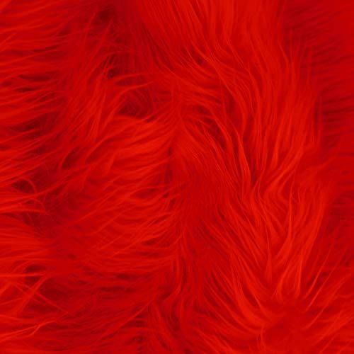 NAMZI 2 Pcs 25x25cm Red Faux Fur Craft Patches, Fluffy Shaggy Synthetic Plush for DIY Sewing & Winter Crafts