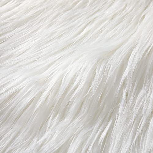 NAMZI 2 Pcs 25x25cm White Faux Fur Craft Patches, Fluffy Shaggy Synthetic Plush for DIY Sewing & Winter Crafts