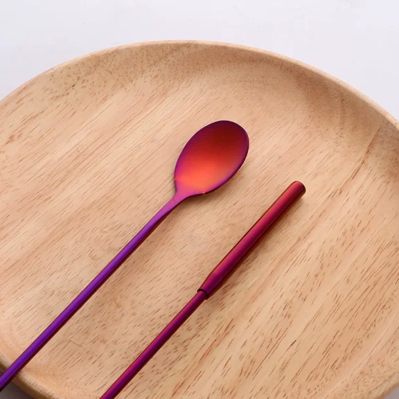 NAMZI 2 Piece Stainless Steel Mixing Spoons, Professional Teardrop Shaped Spoons with Smooth Handle, Ideal for Baking, Cooking & Kitchen Stirring, Red