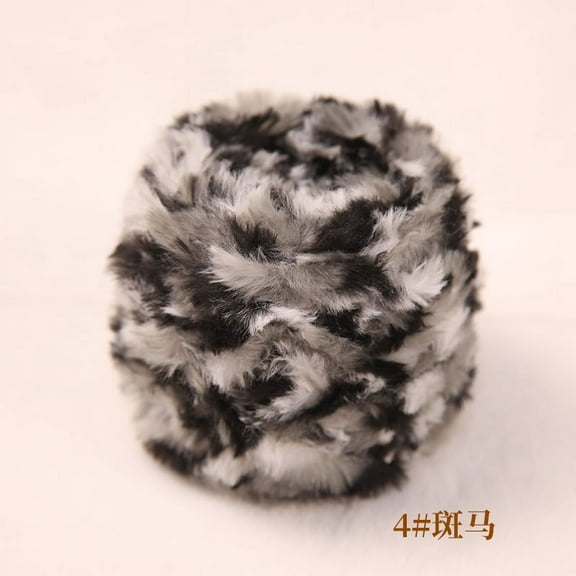 Namzi 200g Faux Fur Yarn Plush & Soft Fur Yarn for Scarves, Hats, Sweaters & DIY Crafts,Zebra