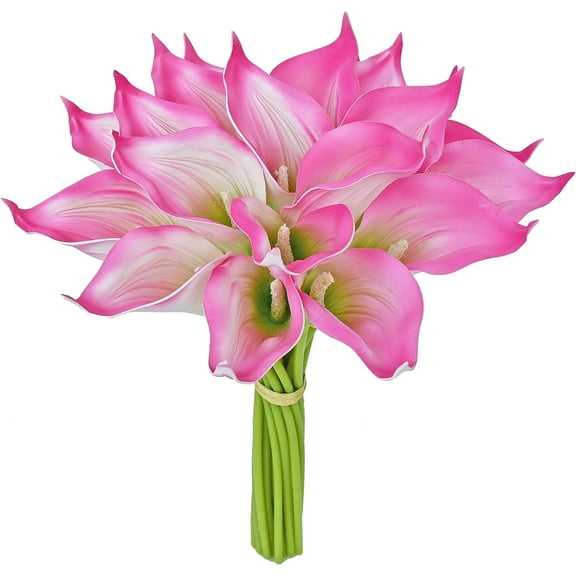 NAMZI 20pcs Pink Flowers Artificial Calla Lily Silk Flowers 13.4" for Mother's Day Home Kitchen & Wedding
