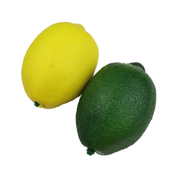 NAMZI 28 Pieces Fake Lemon Artificial Fruit Vivid Green and Yellow Lemon Mix Set Lifelike Simulated Fruit for Home Kitchen Party Decoration