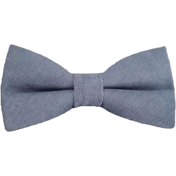 NAMZI 2pcs Classic Pre-Tied Bow Tie Formal Solid Tuxedo Adjustable Adults & Children Bowtie Wedding Party Fancy Plain Necktie(Gray)