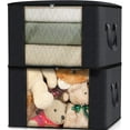 thumbnail image 1 of NAMZI 2pcs Clothes Storage, Stackable Storage Bin Tote, Storage Containers for Organizing Bedroom, Closet, Home Organization and Storage with Lids, Black, 1 of 4