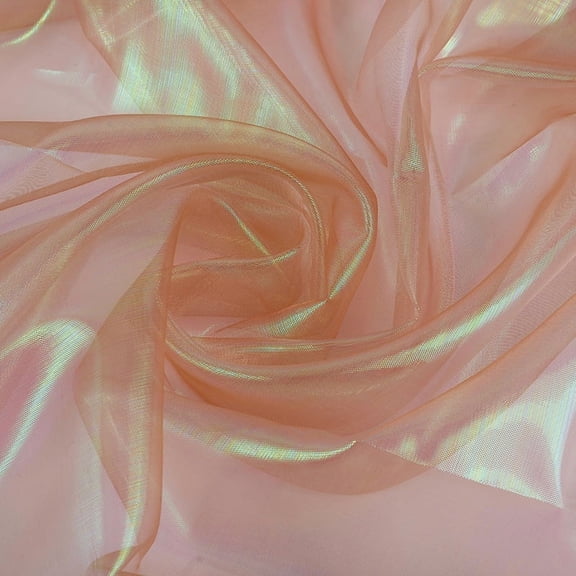 NAMZI 3.3Yard x 59in Magic Laser Holographic Fabric, Iridescent Sequin Gradient Organza Lace, Ideal for Wedding Photography Backdrops, Party DIY Supplies, Light Brown