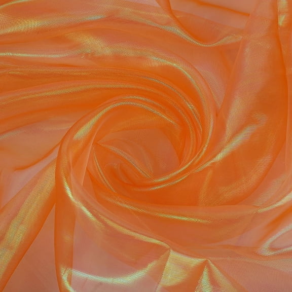 NAMZI 3.3Yard x 59in Magic Laser Holographic Fabric, Iridescent Sequin Gradient Organza Lace, Ideal for Wedding Photography Backdrops, Party DIY Supplies, Orange