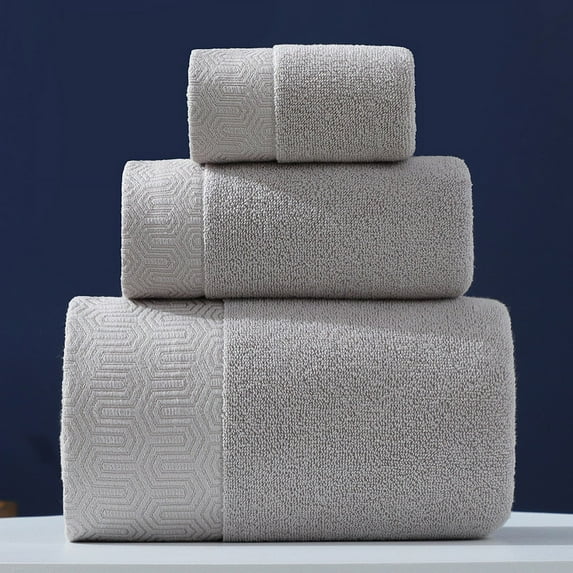 NAMZI 3 Piece Bath Towel Set, Combed Cotton Bath Towels Absorbent Bath Sheets Soft Shower Towels Bathroom Hand Towel Luxury Bath Towels Sets for Bathroom,Gray