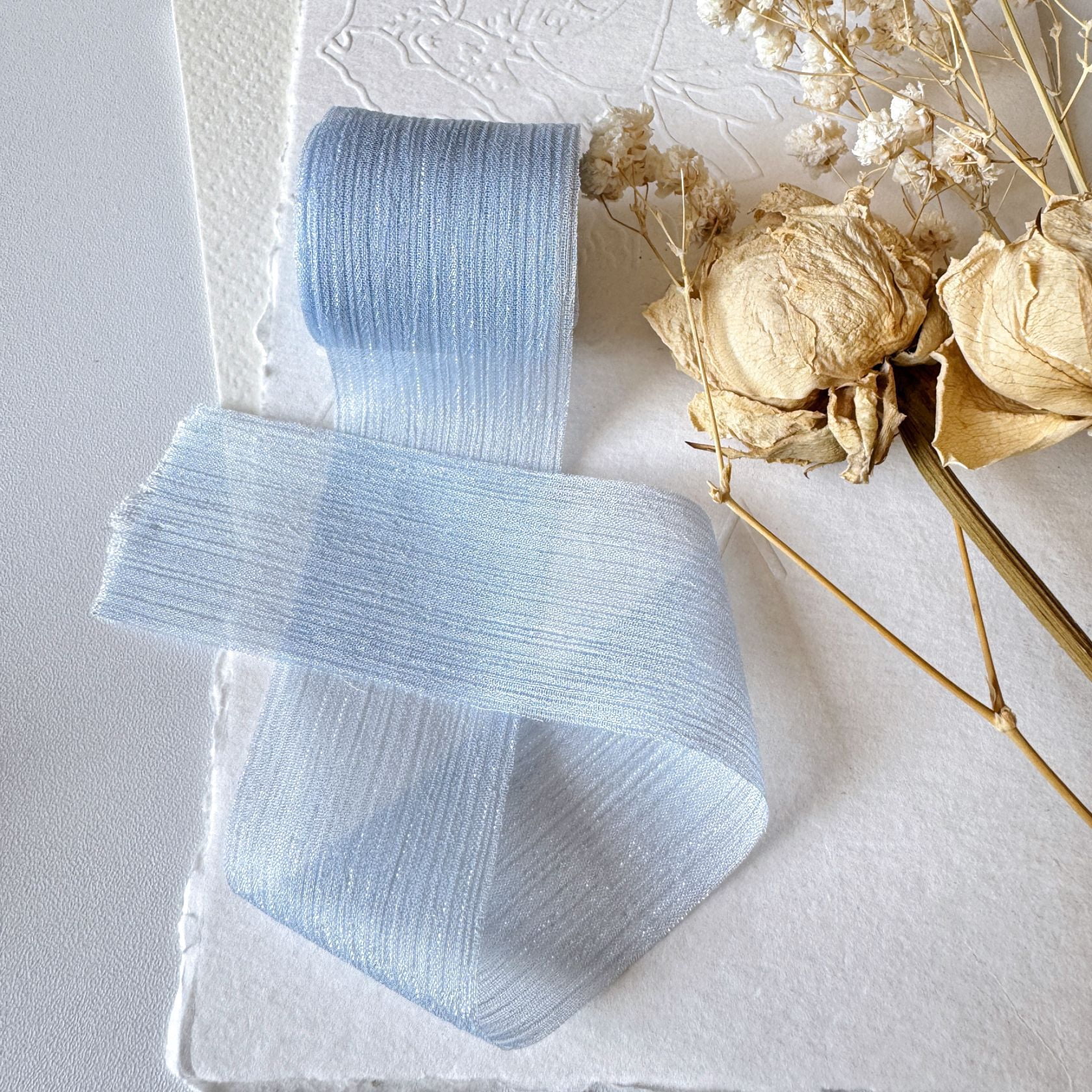 Slub Ribbon NAMZI 3 Rolls 1.5 Inch Chiffon Crinkle Silk Ribbon, Shining Handmade ...