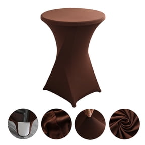 NAMZI 32" Diameter x 43" Height Round Spandex Table Cover, Fitted Highboy Cocktail Tablecloth Perfect for Parties, Weddings & Bars, Dark Coffee