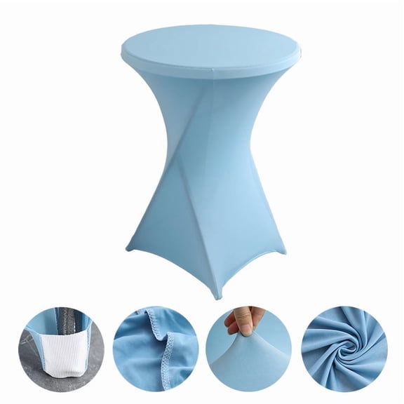 NAMZI 32" Diameter x 43" Height Round Spandex Table Cover, Fitted Highboy Cocktail Tablecloth Perfect for Parties, Weddings & Bars, Light Blue