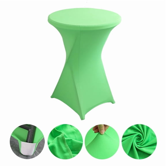 NAMZI 32" Diameter x 43" Height Round Spandex Table Cover, Fitted Highboy Cocktail Tablecloth Perfect for Parties, Weddings & Bars, Light Green