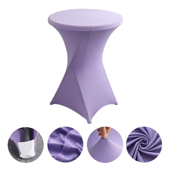 NAMZI 32" Diameter x 43" Height Round Spandex Table Cover, Fitted Highboy Cocktail Tablecloth Perfect for Parties, Weddings & Bars, Purple
