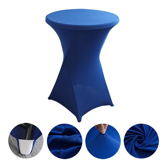 NAMZI 32" Diameter x 43" Height Round Spandex Table Cover, Fitted Highboy Cocktail Tablecloth Perfect for Parties, Weddings & Bars, Sapphire blue