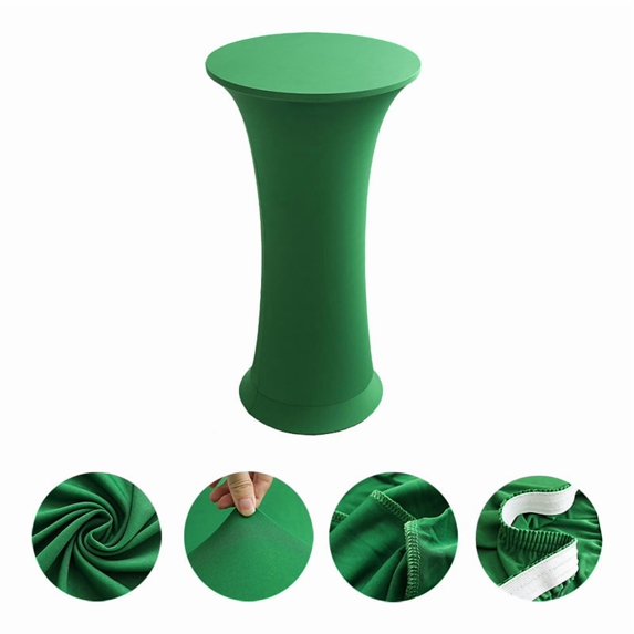 NAMZI 32x43 Inch Elastic Fitted Spandex Tablecloth, Round High Top Cocktail Table Cover Perfect for Weddings, Pool Parties & Anniversaries, Green