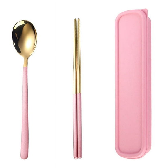 NAMZI 3pcs Food Grade Stainless Steel Cutlery Set, Durable Flatware Tableware, Essential Eating Utensils for Home Kitchen, Family Dinners & Restaurant Servings,Gold Pink
