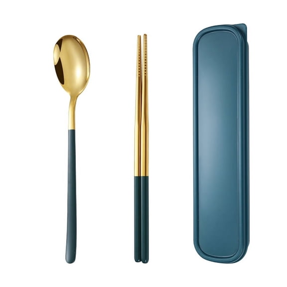 NAMZI 3pcs Food Grade Stainless Steel Cutlery Set, Durable Flatware Tableware, Essential Eating Utensils for Home Kitchen, Family Dinners & Restaurant Servings,Gold Green