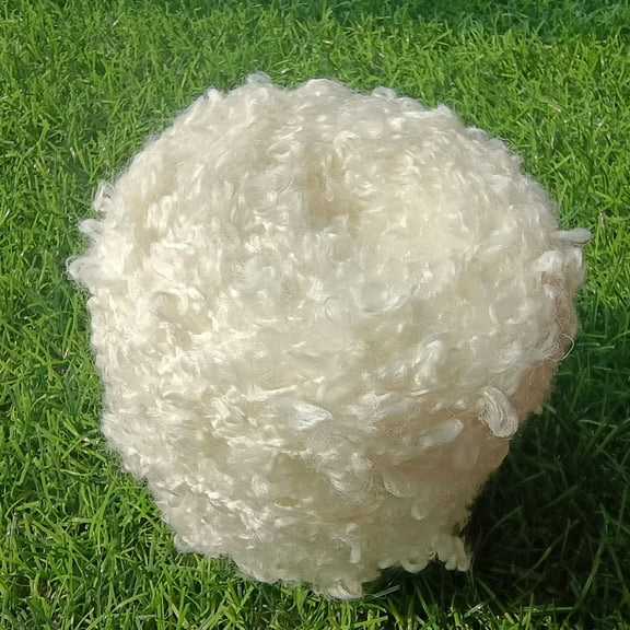 NAMZI 50g (Beige apricot color) Soft Plush Wool Acrylic Fancy Loop Yarn for Doll Hair Making,Crochet Knitting,Needle Felting Doll Hair | Curly Hair Coils of Wool Felt Carded Sheep Wool,Roving,Fiber