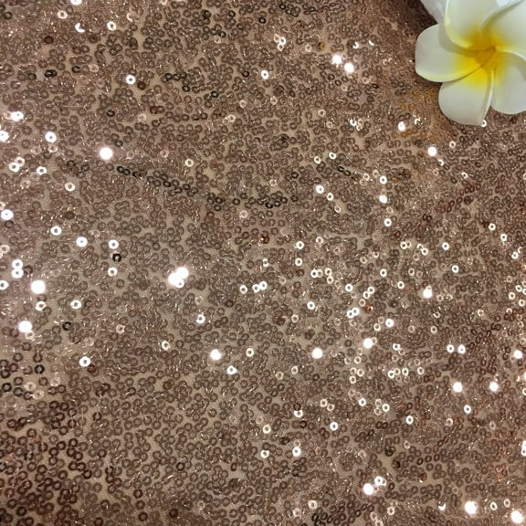 NAMZI 51in Wide x 1.1 Yards Length Sequin Fabric by The Yard, Glitter Linen Material for Tablecloth, Table Runner & Photo Booth Backdrop, Dark Rose Gold
