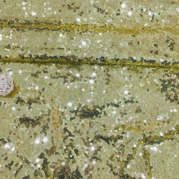 NAMZI 51in Wide x 1.1 Yards Length Sequin Fabric by The Yard, Glitter Linen Material for Tablecloth, Table Runner & Photo Booth Backdrop, Light Yellow