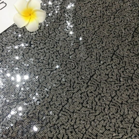 NAMZI 51in Wide x 1.1 Yards Length Sequin Fabric by The Yard, Glitter Linen Material for Tablecloth, Table Runner & Photo Booth Backdrop, Dark Grey