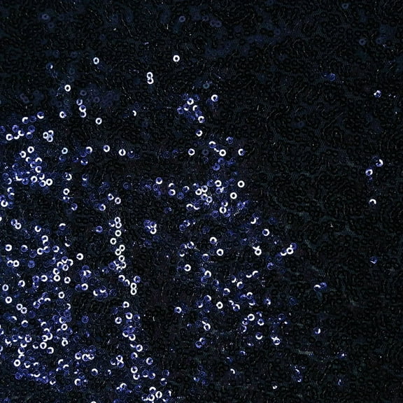 NAMZI 51in Wide x 1.1 Yards Length Sequin Fabric by The Yard, Glitter Linen Material for Tablecloth, Table Runner & Photo Booth Backdrop, Navy Blue
